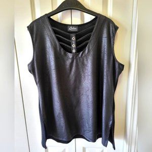 NWOT - ARTEX FASHIONS Size XL Faux Leather Sleeveless Top